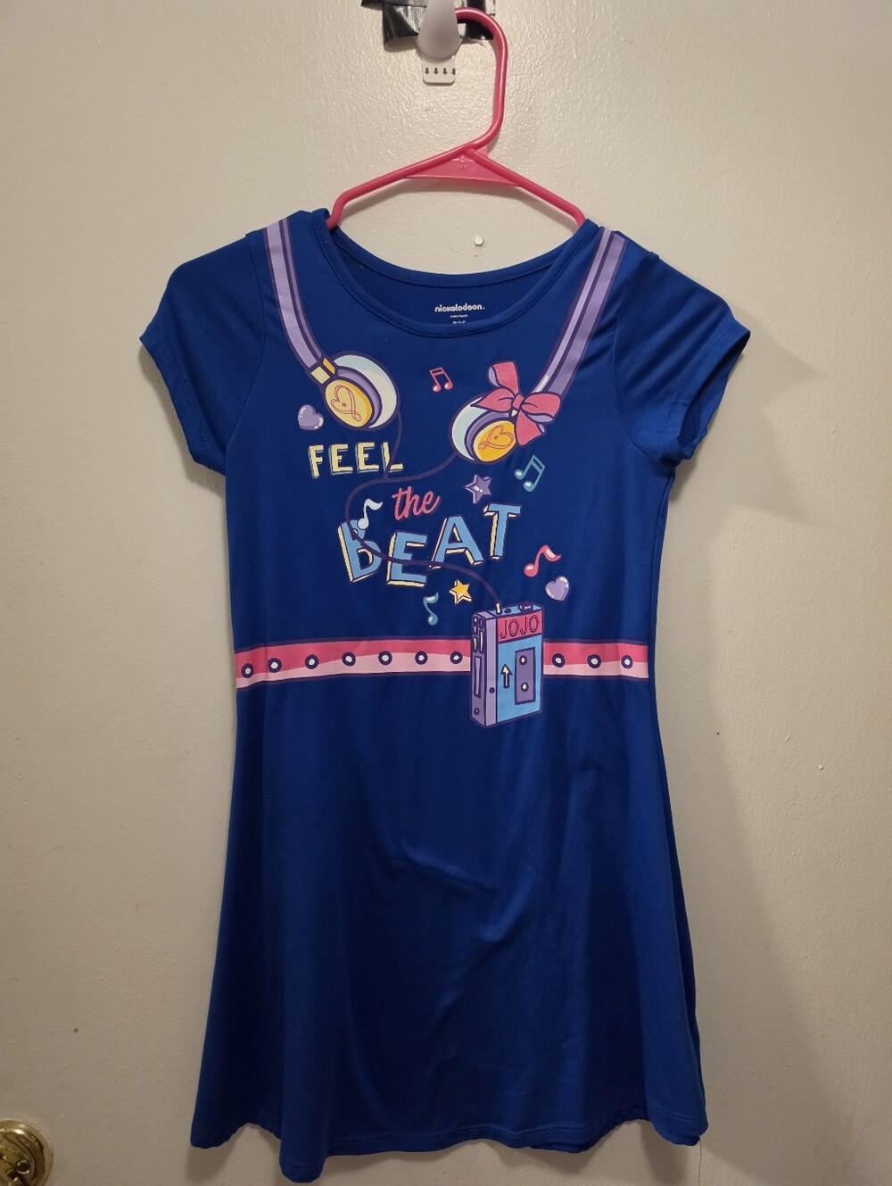 Nickelodeon Girls' Royal Blue 'Feel the Beat' Graphic Dress with Pink Accents